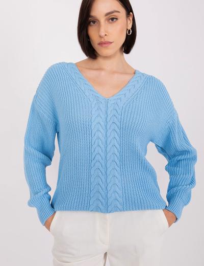 Damski sweter ze ściągaczami jasny niebieski