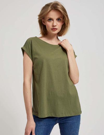 Bawełniany t-shirt damski gładki- oliwkowy