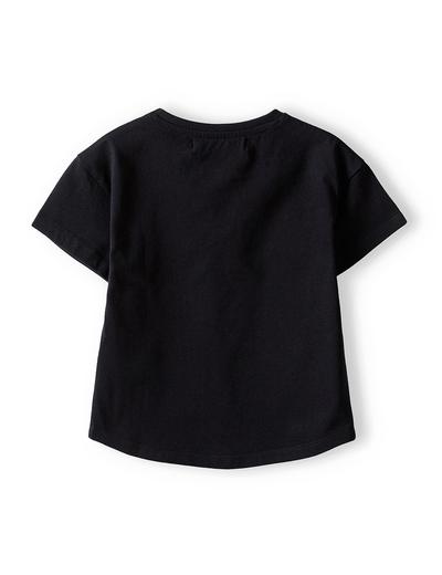 Bawełniana koszulka dla dziewczynki z nadrukiem- czarna
