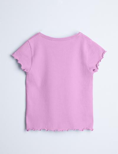 T-shirt dziewczęcy w prążki - różowy - Limited Edition
