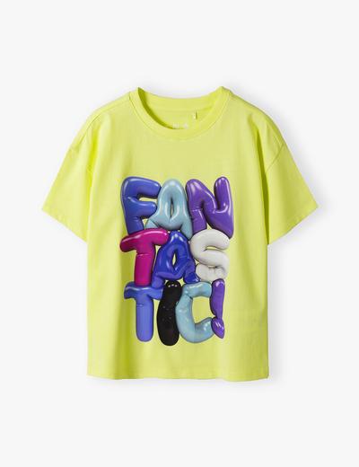 T-shirt chłopięcy limonkowy oversize Fantastic - 5.10.15.