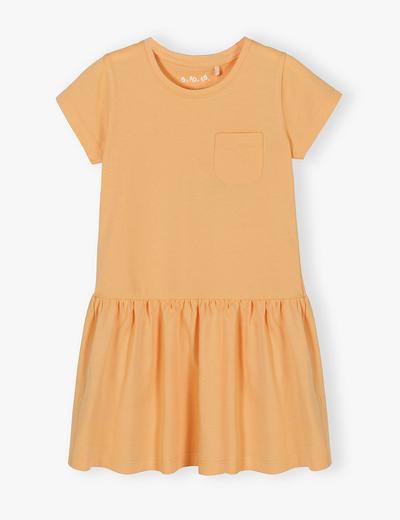 Pomarańczowa sukienka dla dziewczynki z kieszonką