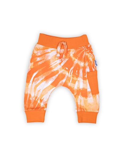 Bawełniane spodnie dresowe niemowlęce we wzory pomarańczowe