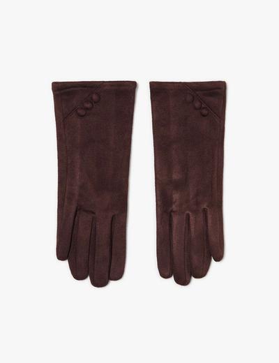 Zamszowe rękawiczki damskie ciemnobrązowe