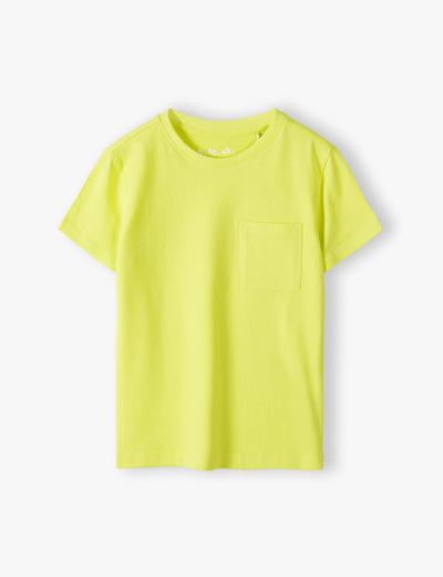 Bawełniany limonkowy t-shirt z kieszonką - Lincoln&Sharks