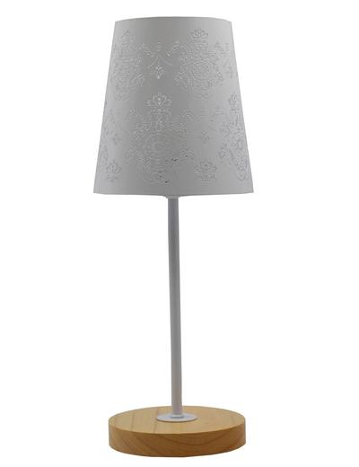 Lampa stołowa z metalowym kloszem - biała