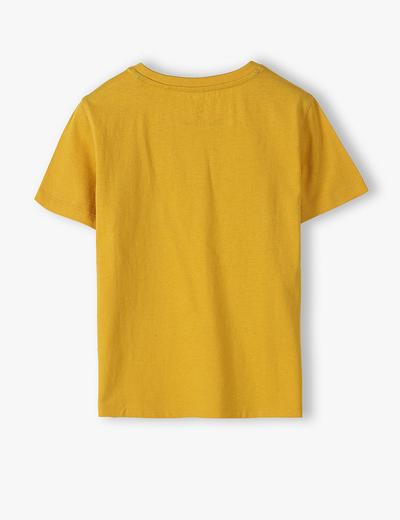 Bawełniany t-shirt chłopięcy żółty z napisem- Road Trip