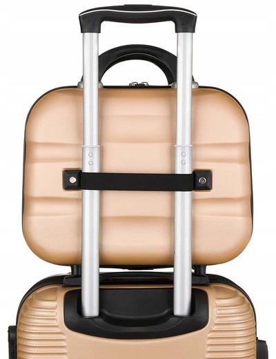Podróżny kuferek złoty unisex z uchwytem na walizkę - Peterson