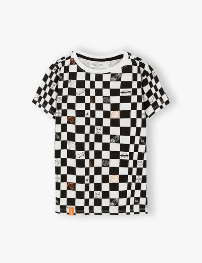 Koszulka chłopięca bawełniana w szachownicę