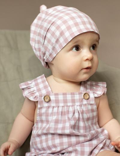 Bawełniana chustka dziecięca w różowo-białą kratkę