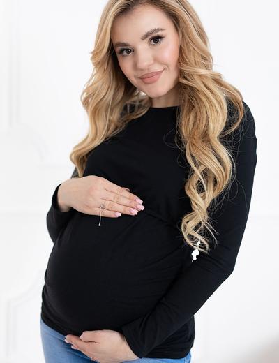 Bawełniana bluzka z długim rękawem dla kobiet w ciąży - czarna