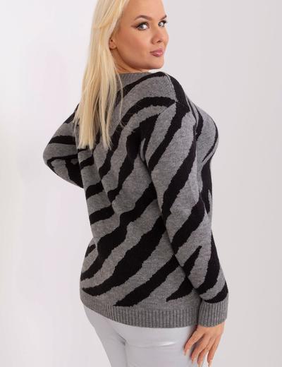 Sweter plus size ze zwierzęcym motywem szaro-czarny