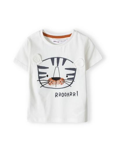 Komplet dla niemowlaka- biała koszulka z tygrysem + spodnie dresowe