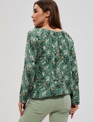Koszula damska w kawiaty - zielona