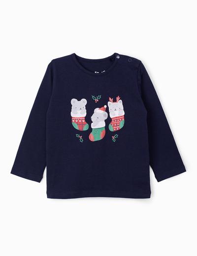 Granatowe świąteczna bluzka dla niemowlaka