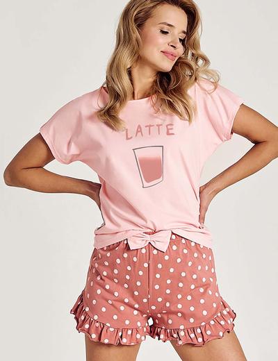 Krótka piżama damska dwuczęściowa Latte w groszki