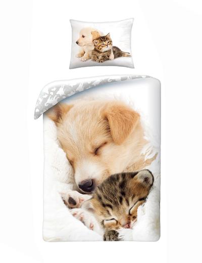 Pościel bawełniana Pies i kot + worek do przechowywania140x200cm