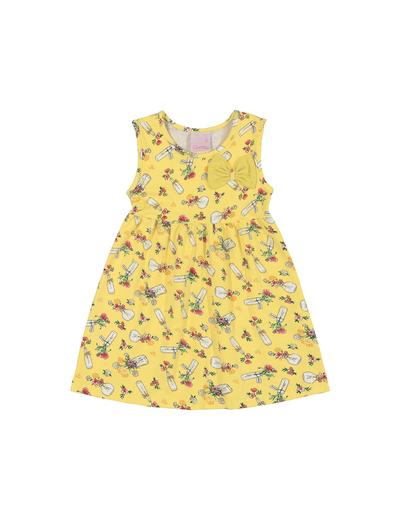 Sukienka z grubymi ramiączkami we wzorki - żółta