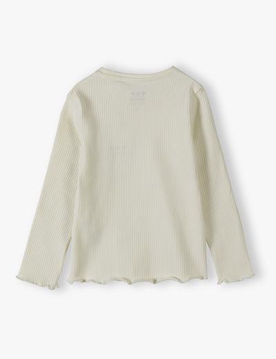 Dzianinowa bluzka dziewczęca w prążki - ecru - Limited Edition