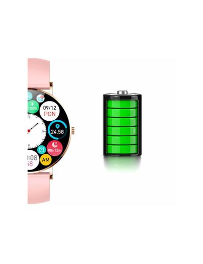 Smartwatch zegarek damski Manta Alexa - różowy + złoty pasek