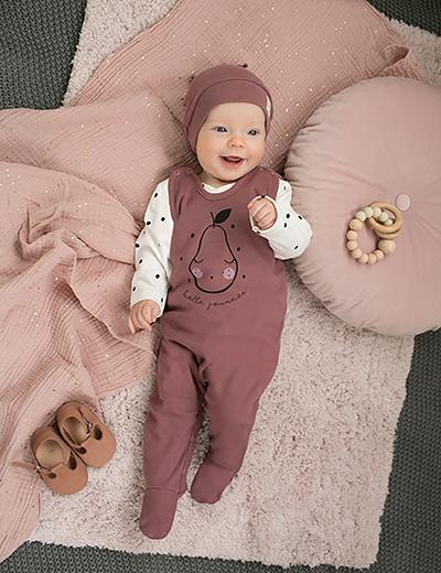Bawełniane śpiochy niemowlęce z napisem  Belle Journee - różowy