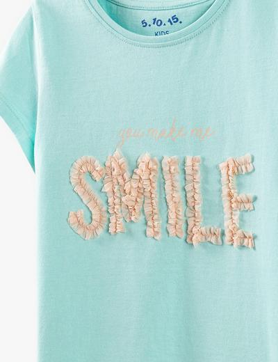 Bluzka dziewczęca z napisem Smile- niebieska