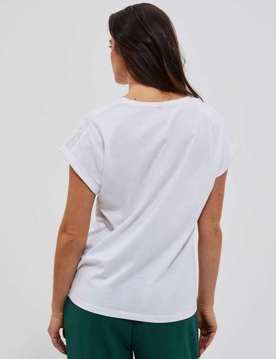 Gładki biały t-shirt damski z wiązaniem