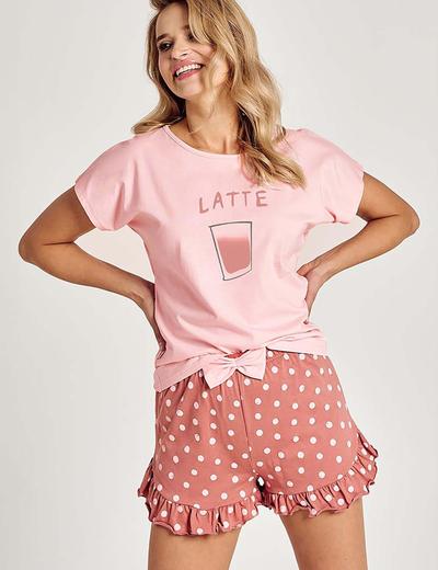 Krótka piżama damska dwuczęściowa Latte w groszki