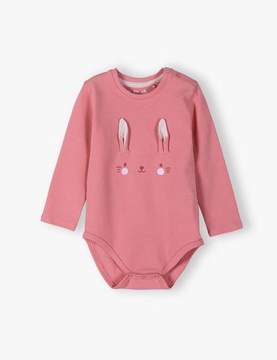 Body niemowlęce z długim rękawem - różowe z królikiem