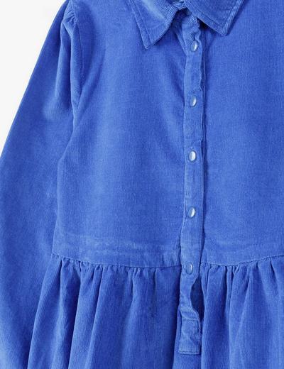 Niebieska sukienka w drobne prążki - długi rękaw