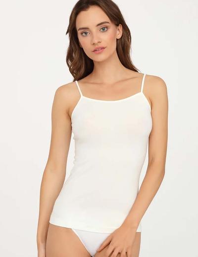 Bezszwowa koszulka na cienkich ramiączkach biała Gatta