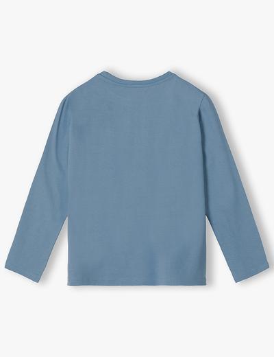 Bluzka dla chłopca bawełniana niebieska z długim rękawem