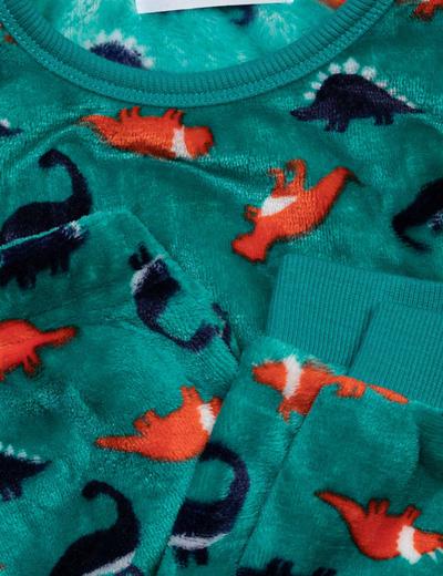 Piżama chłopięca z długim rękawem zielona w dinozaury