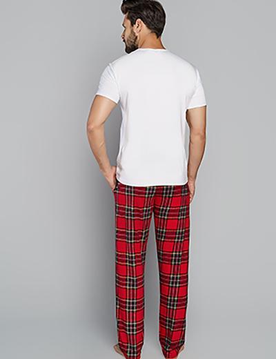 Bawełniane spodnie męskie NARWIK w kratę - czerwone