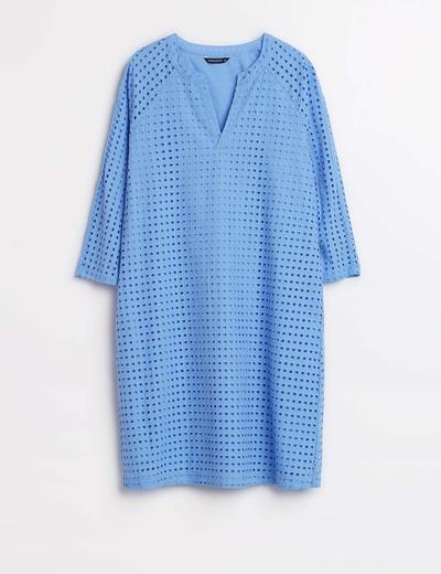 Bawełniana sukienka damska krótka - niebieska