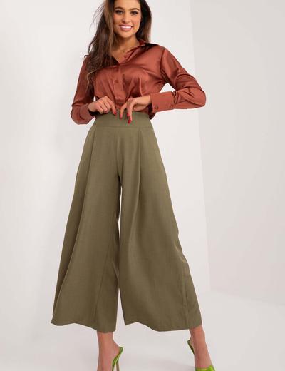 Khaki szerokie spodnie damskie typu culotte