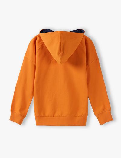 Bawełniana bluza dresowa chłopięca z kapturem - pomarańczowa