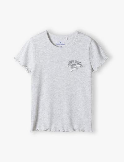 Szary t-shirt dziewczęcy w prążki - New York - Lincoln&Sharks