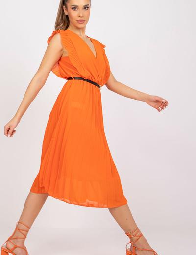 Sukienka plisowana - pomarańczowa