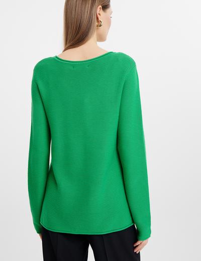 Sweter damski w strukturę zielony