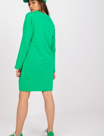 Sukienka dresowa z długim rękawem - zielona