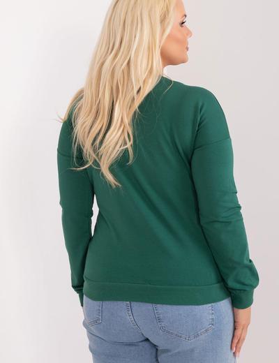Damska Bluzka Plus Size Z Napisami ciemno zielona