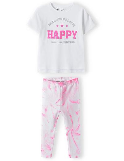 Komplet niemowlęcy - biały t-shirt + różowe legginsy