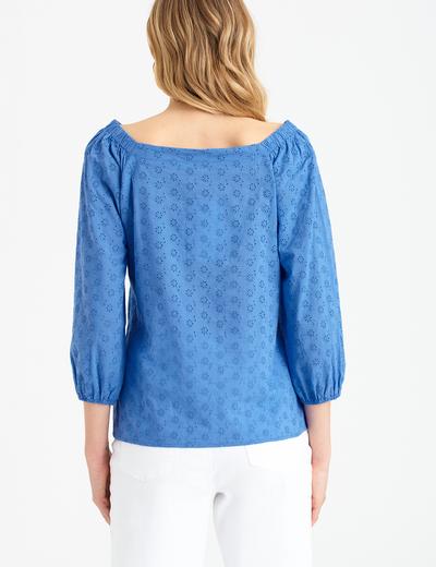 Bawełniana bluzka damska z długim rękawem niebieska