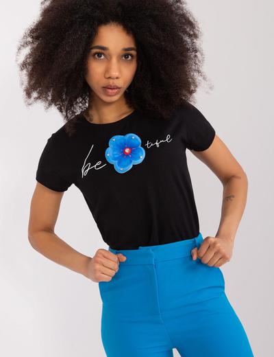 Damski T-Shirt Z Kwiatem czarny