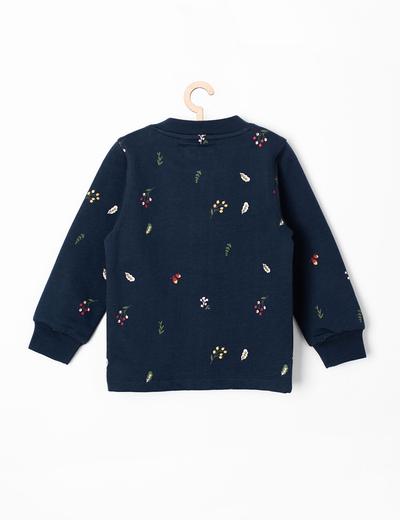 Bluza dresowa dla dziewczynki - granatowa w kwiaty