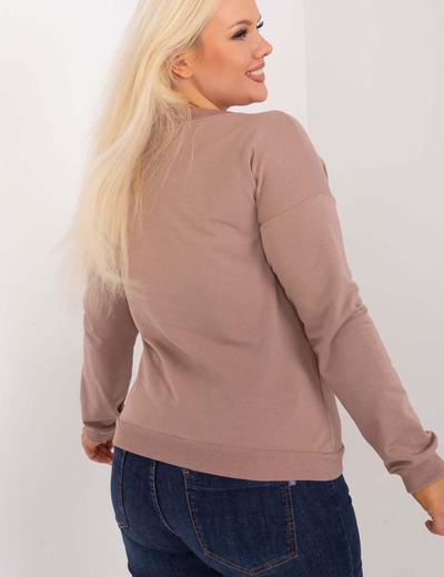 Ciemnobeżowa bluzka damska plus size z bawełny