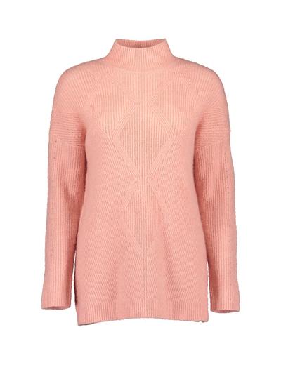 Damski sweter z dzianiny  - różowy