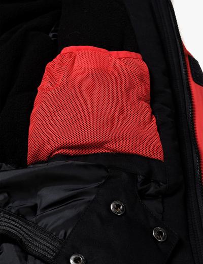 Kurtka narciarska dla dziecka - czerwono - czarna z elementami odblaskowymi