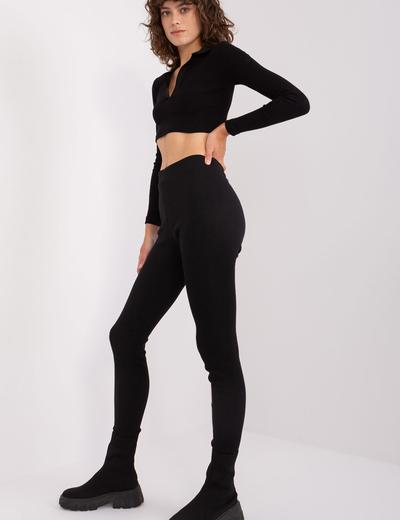 Czarne damskie legginsy basic z bawełny RUE PARIS